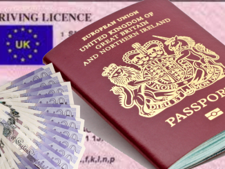 UK Passport with Licence and Money
