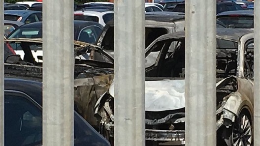 HMP Birmingham damaged cars