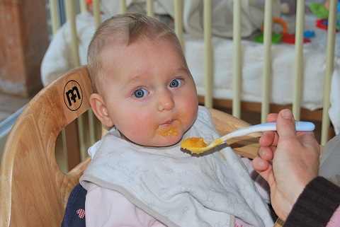 baby eating food