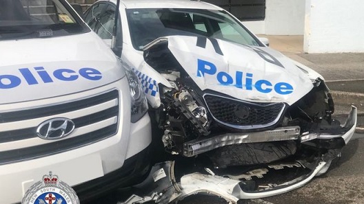 Australian damaged police car