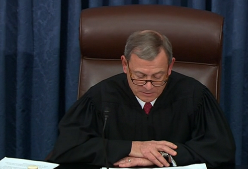Chief Justice Roberts reading impeachment result