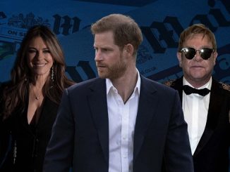 Elizabeth Hurley, Prince Harry and Sir Elton John