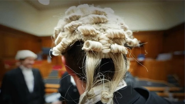 Barrister wig in court