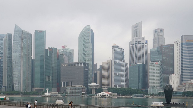 Singapore business skyline