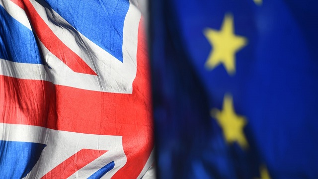 UK and EU flags merged