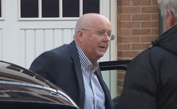 Peter Murrell arrives home after being charged