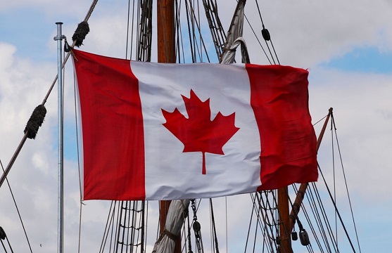 Canada flag hoisted