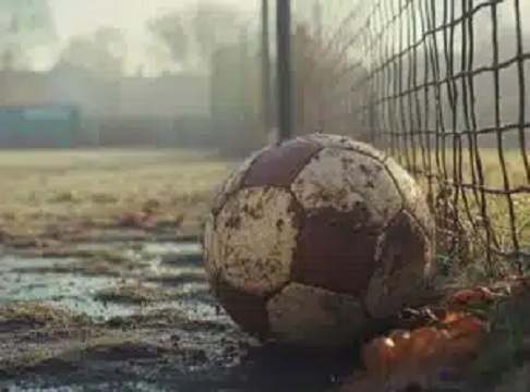 muddy ball and net