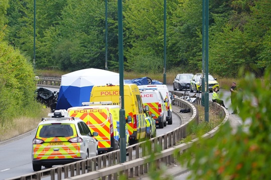 scene of fatal crash on A66
