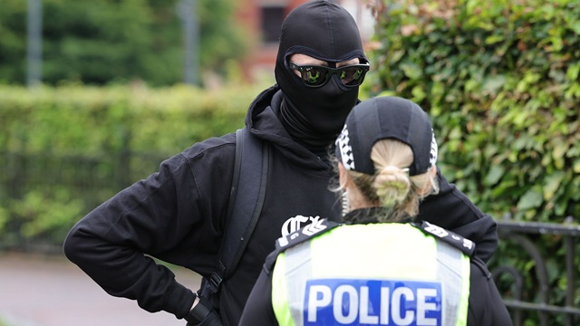 Glasgow protest with face covering