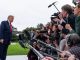 Donald Trump speaking to the media
